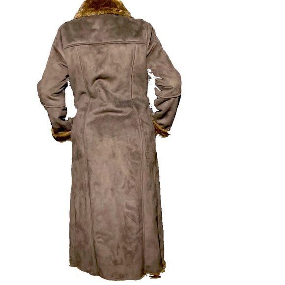 Utex Design Brown Full Length Faux Fur Lined Winter Coat - Picture 5 of 9